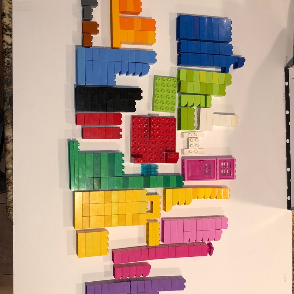 DUPLO Lego mega blok and misc colored interchangeable building blocks 250 pieces